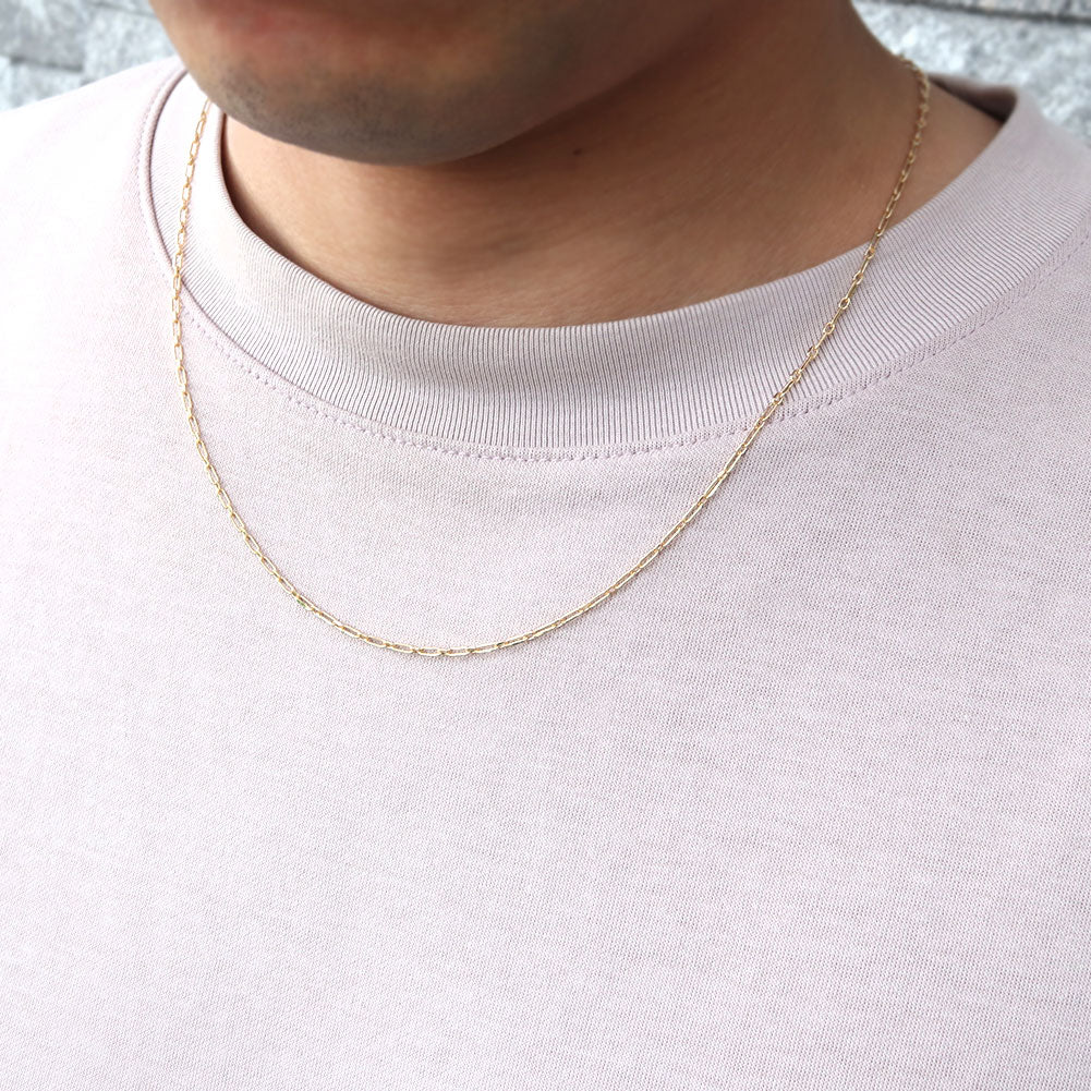 小豆チェーン 18金 メンズ ネックレス 中空 K18YG チェーンネックレス 中空チェーン ショート&ロング 人気 おすすめ K18 ゴールド おしゃれ (品番 azuki-sl-h-050-k18-m)