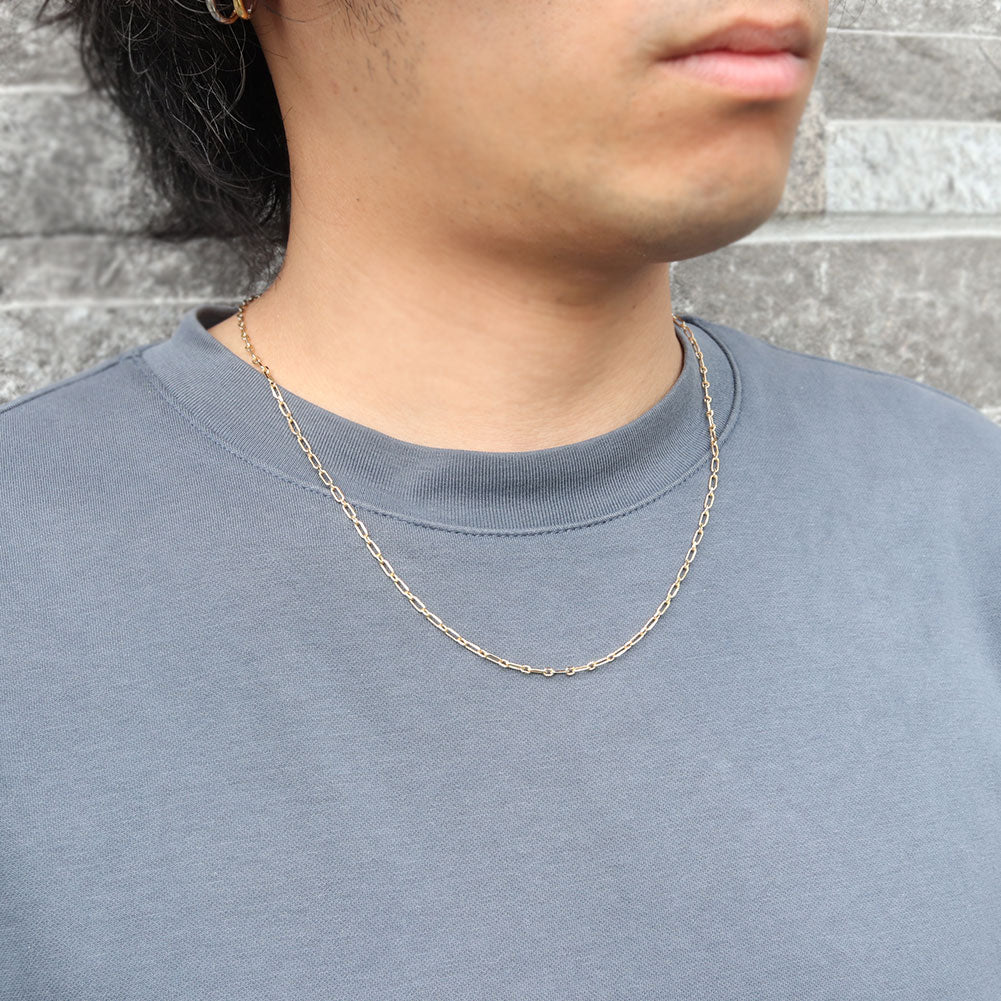 アズキチェーン メンズ ネックレス K18YG 中空チェーン 18金 おすすめ K18 ゴールド ショート&ロング 組み合わせ おしゃれ 中空ネックレス (品番 azuki-sl-h-065-k18-m)