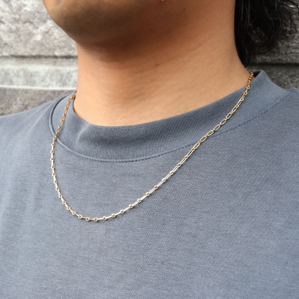 アズキチェーン メンズ ネックレス K18YG 中空チェーン 18金 おすすめ K18 ゴールド ショート&ロング 組み合わせ おしゃれ 中空ネックレス (品番 azuki-sl-h-065-k18-m)
