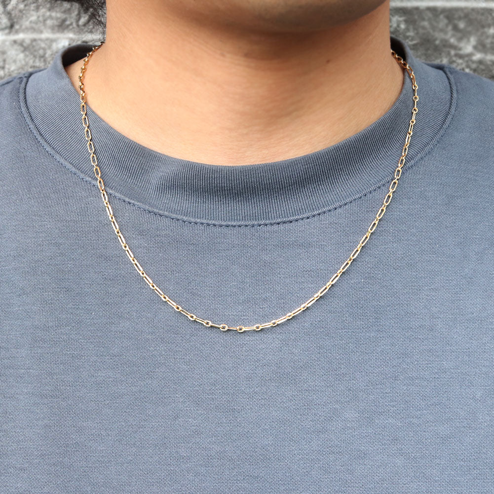 アズキチェーン メンズ ネックレス K18YG 中空チェーン 18金 おすすめ K18 ゴールド ショート&ロング 組み合わせ おしゃれ 中空ネックレス (品番 azuki-sl-h-065-k18-m)