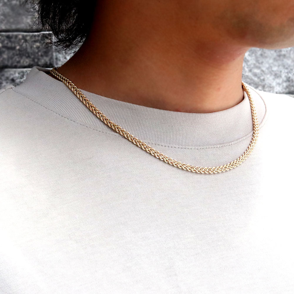 18金 チェーン メンズ ネックレス クオーレチェーン 中空 K18YG クオーレ メンズネックレス 男性 かっこいい 普段 使い 大人 ユニセックス (品番 cuore-h-040-k18-m)