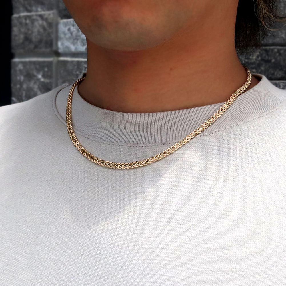 18金 チェーン メンズ ネックレス クオーレチェーン 中空 K18YG クオーレ メンズネックレス 男性 かっこいい 普段 使い 大人 ユニセックス (品番 cuore-h-040-k18-m)