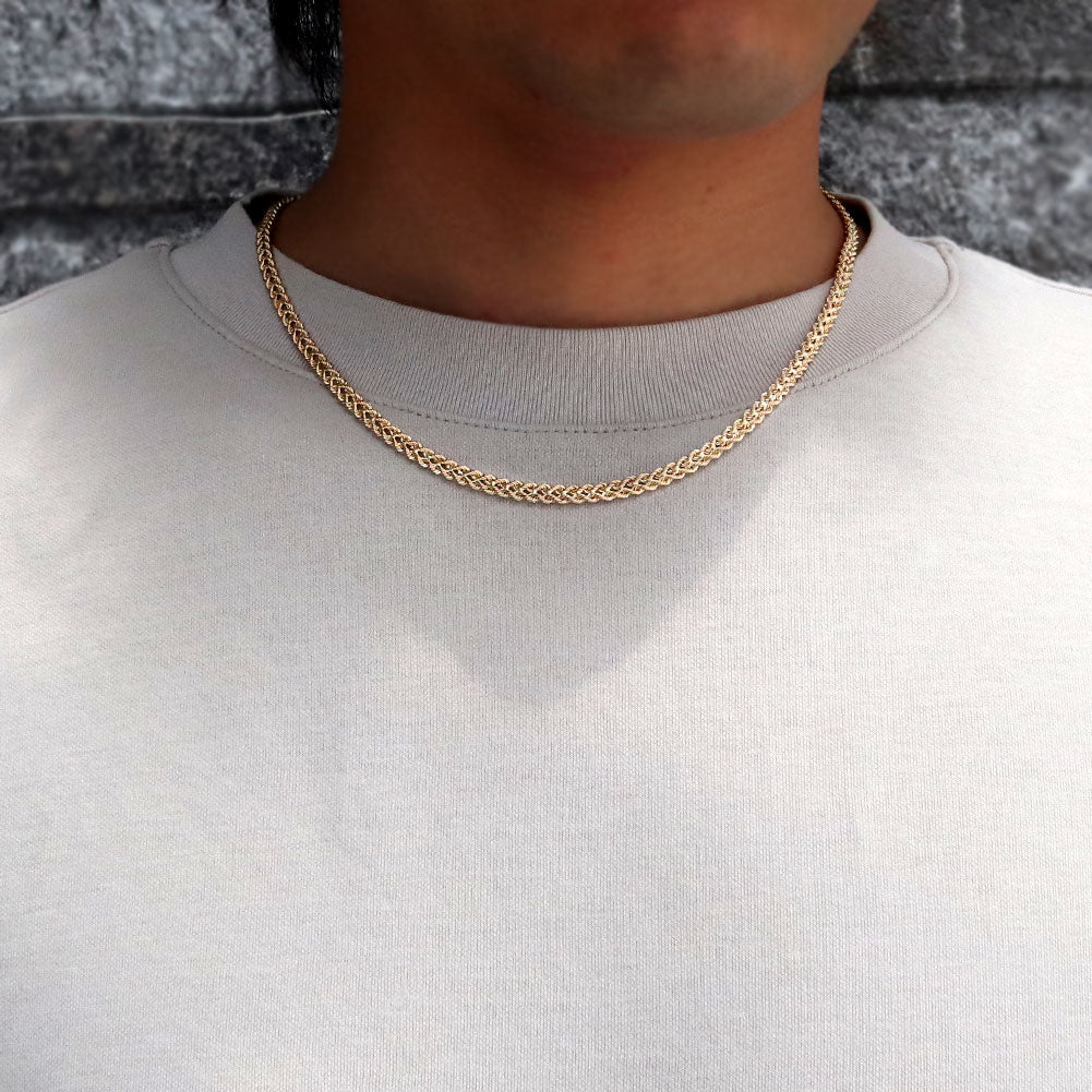 18金 チェーン メンズ ネックレス クオーレチェーン 中空 K18YG クオーレ メンズネックレス 男性 かっこいい 普段 使い 大人 ユニセックス (品番 cuore-h-040-k18-m)