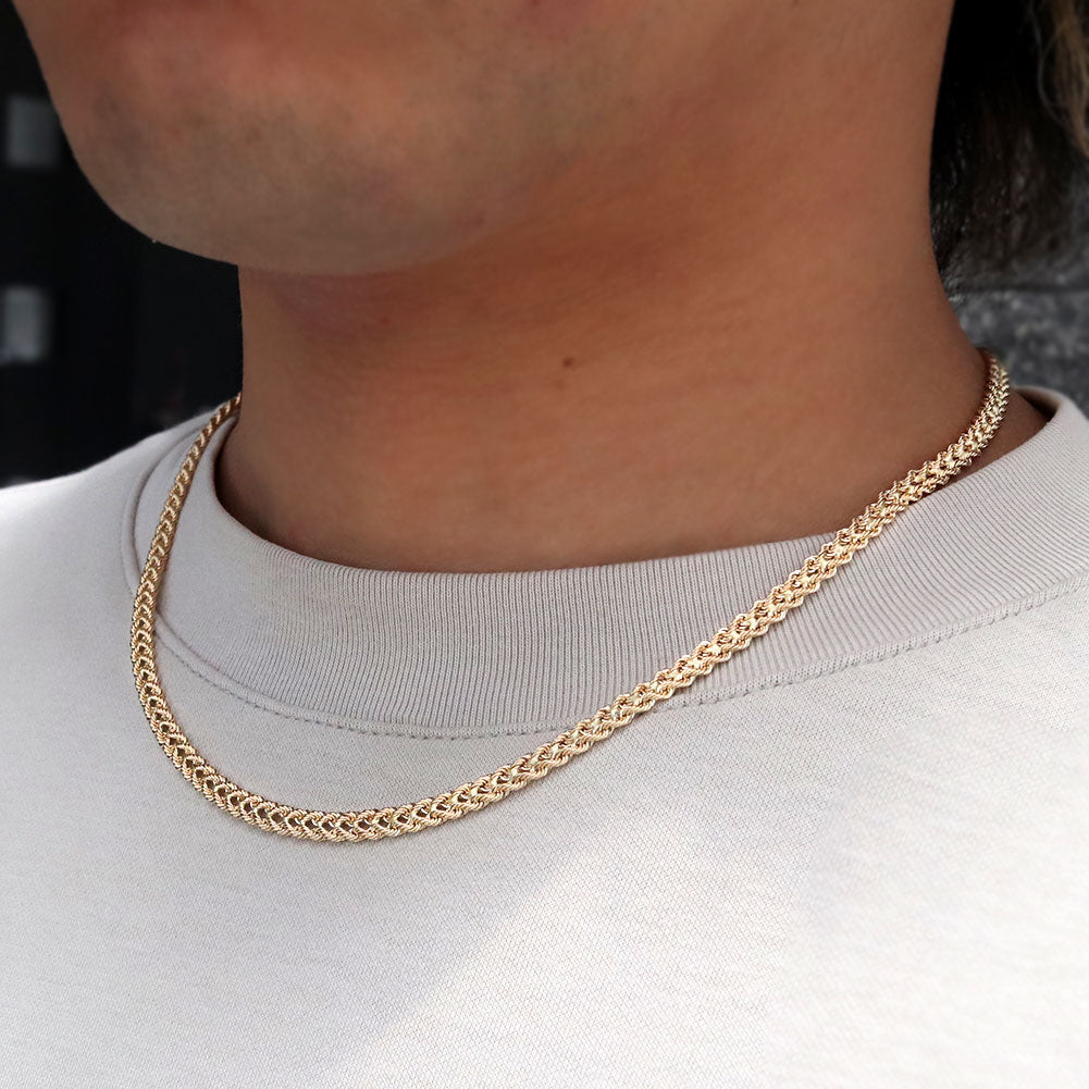 18金 チェーン メンズ ネックレス クオーレチェーン 中空 K18YG クオーレ メンズネックレス 男性 かっこいい 普段 使い 大人 ユニセックス (品番 cuore-h-040-k18-m)