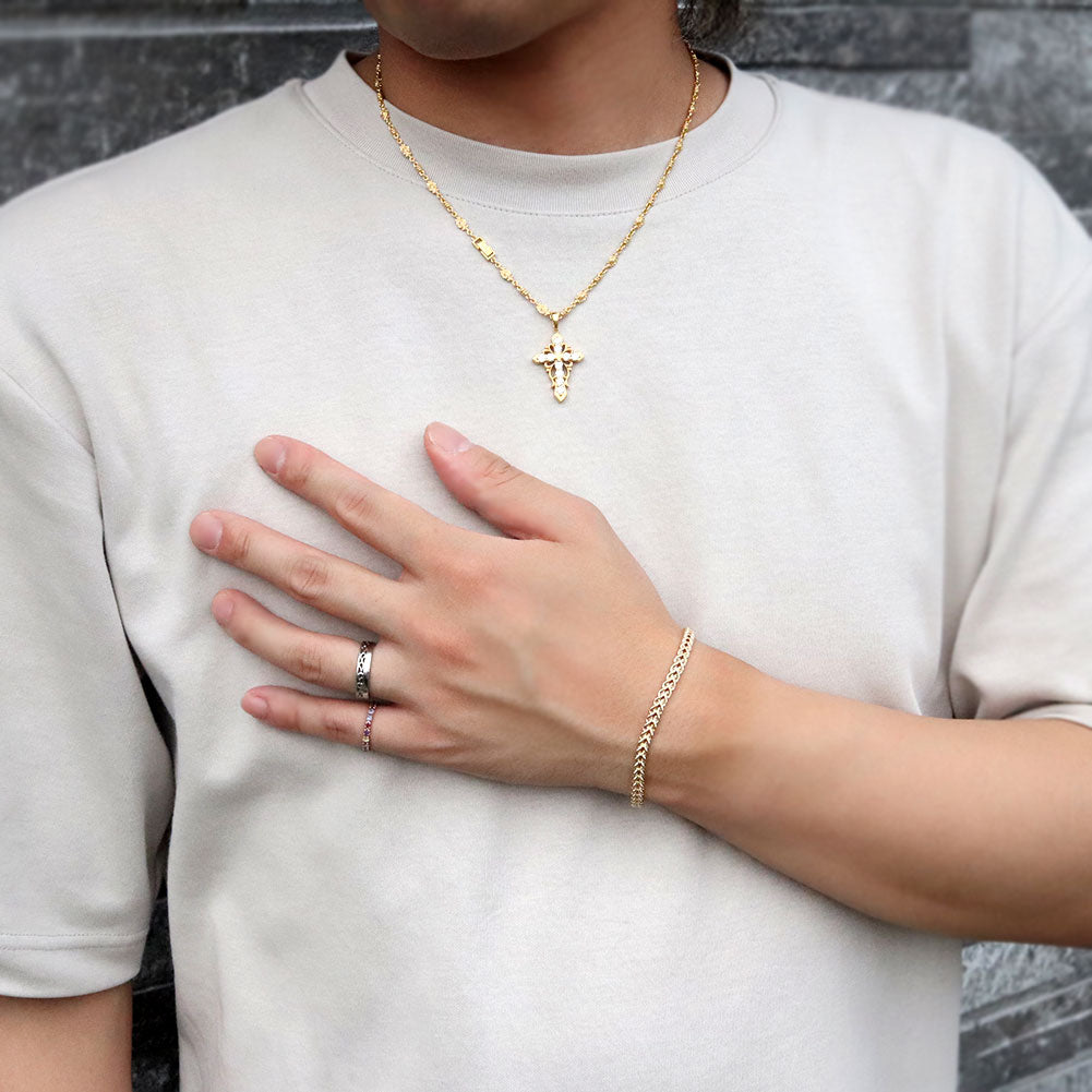 18金 メンズ ブレスレット 中空 クオーレ K18YG ゴールド ロープチェーン アジャスター付き 2cm ブレス 人気 男性 彼氏 夫 誕生日 記念日 (品番 cuore-h-040-18-k18-m)