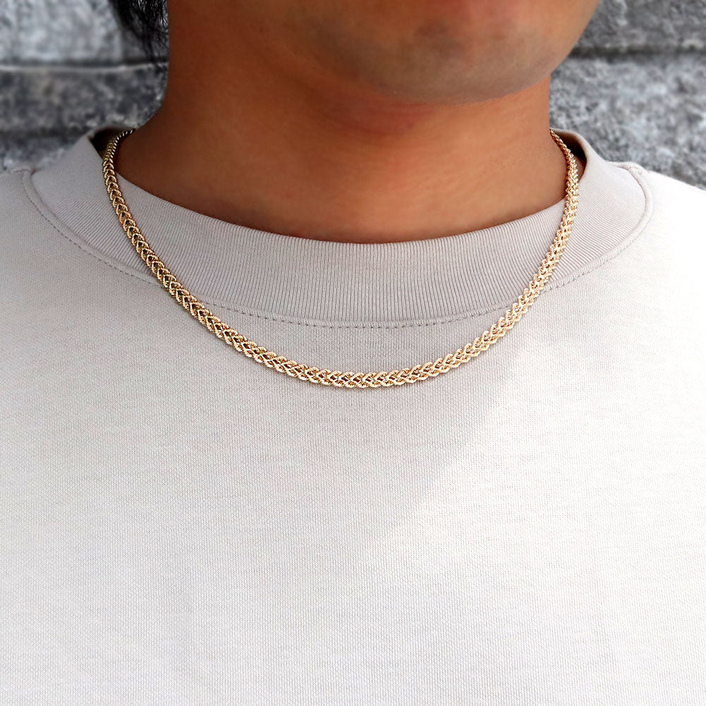18金 チェーン メンズ ネックレス クオーレチェーン 中空 K18YG クオーレ メンズネックレス 男性 かっこいい 普段 使い 大人 ユニセックス (品番 cuore-h-040-k18-m)