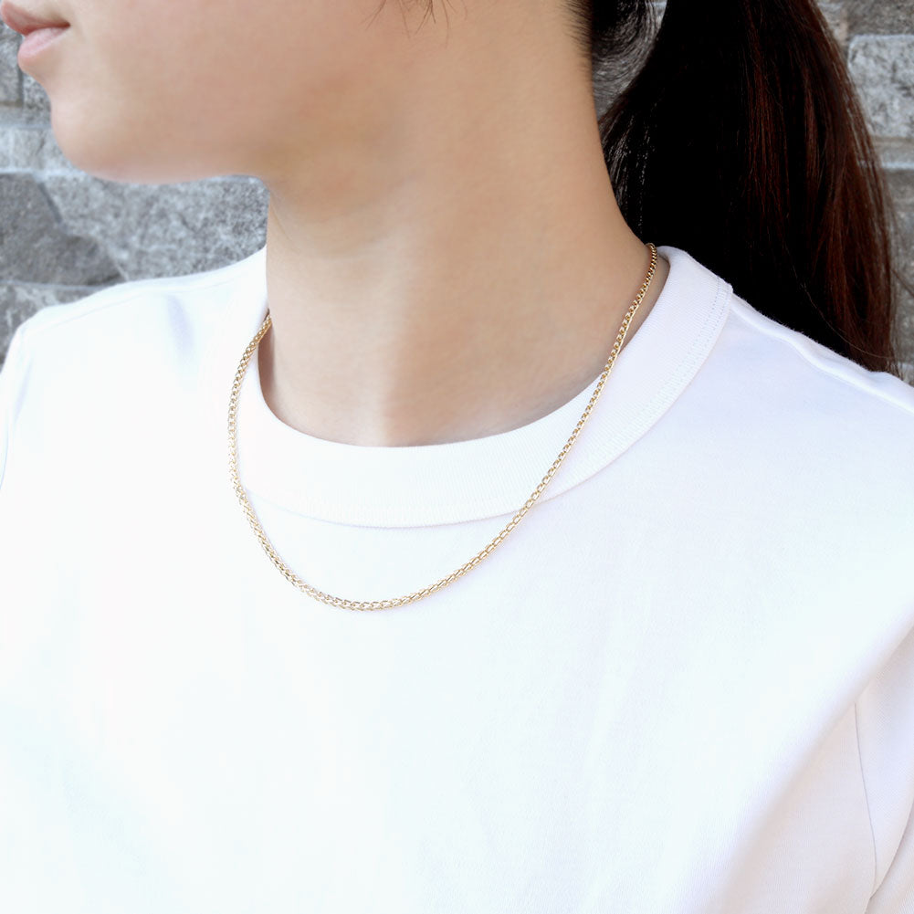 メンズ 18金 ネックレス 中空チェーン フォックステール K18YG メンズネックレス 中空 人気 K18 ゴールド 大人 ペア チェーンネックレス (品番 foxtail-h-06-k18-m)