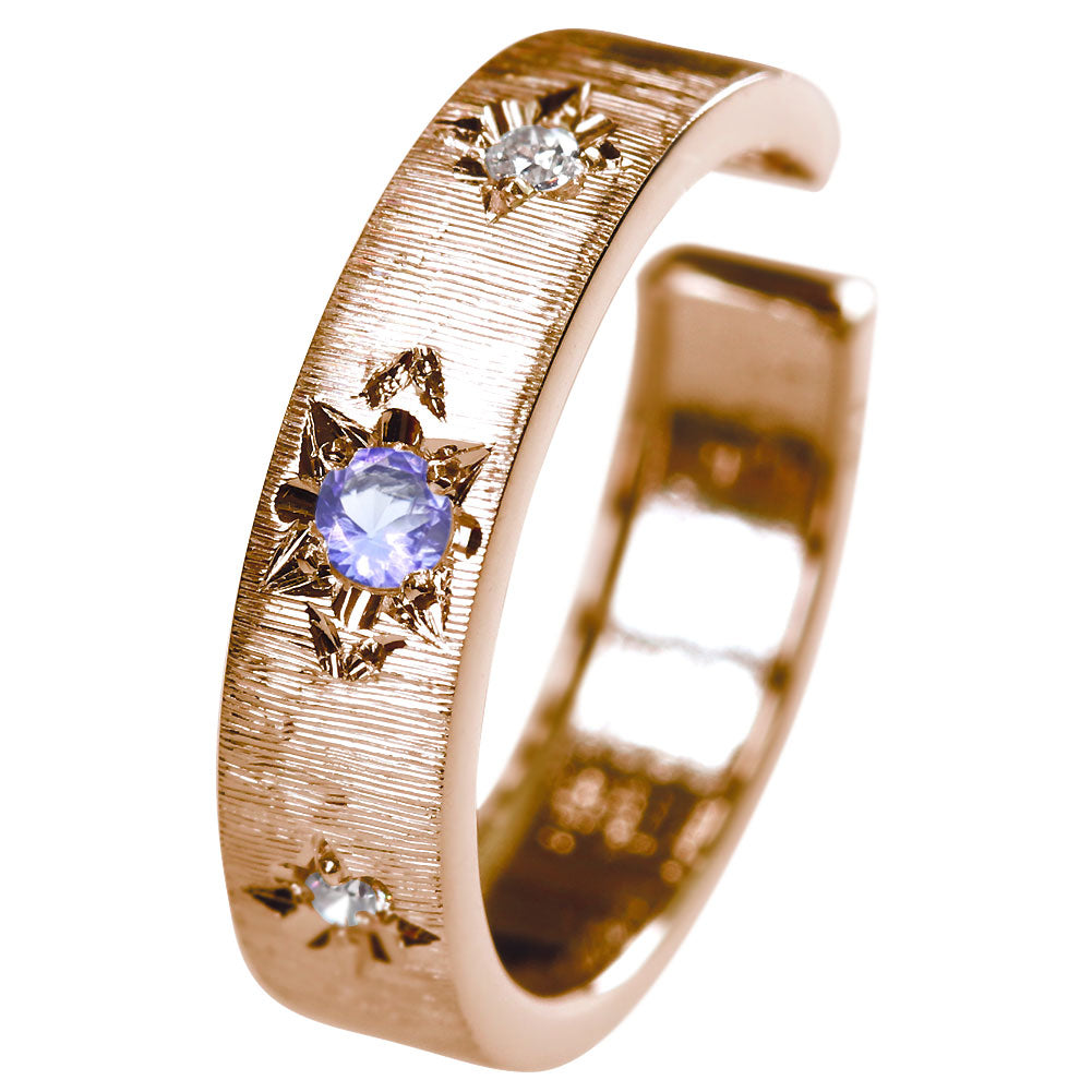 彫金 イヤーカフ レディース 星モチーフ 選べる誕生石 手彫り シルバー 10金 18金 プラチナ スター シンプル片耳 カッコイイ 彼氏 彼女 ペア お揃い (品番 me-0063-a-l)