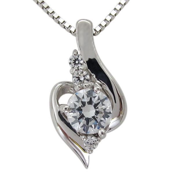 鑑定書付き ネックレス ダイヤモンド 0.25ct 18金 ゴールド レディース ペンダント Pt900 K18 プラチナ シンプル SI VS VVS ウェーブ 上品 (品番 mh-0207-4-cgl)