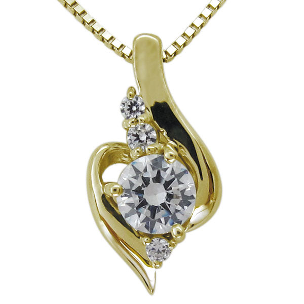 鑑定書付き ネックレス ダイヤモンド 0.25ct 18金 ゴールド レディース ペンダント Pt900 K18 プラチナ シンプル SI VS VVS ウェーブ 上品 (品番 mh-0207-4-cgl)