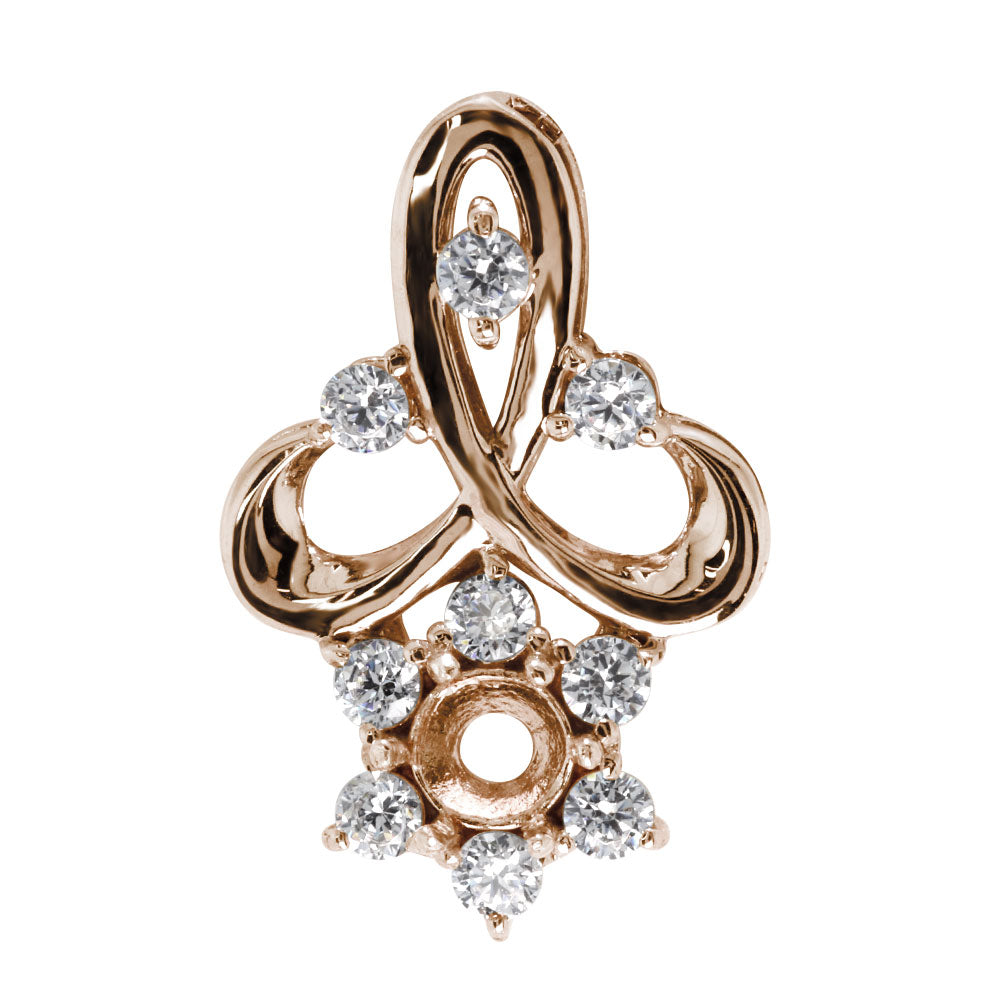 セミオーダー レディース ペンダントトップ フラワー 可愛い 3mm 空枠 花びら SV925 K10 K18 P t900 ルース カスタム ご褒美 華やか ギフト (品番 mh-0249-kw)