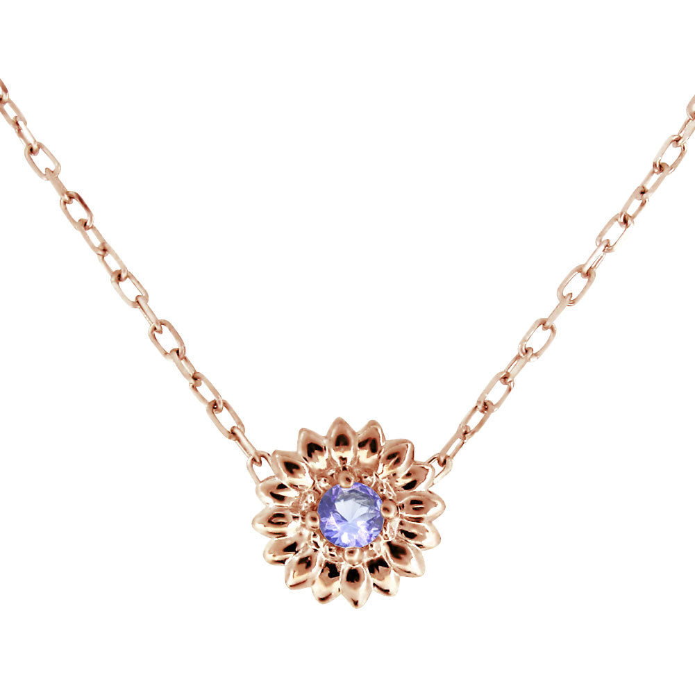 ネックレス レディース ひまわり ペンダント 華奢 sv925 K10 K18 Pt900 選べる誕生石 レディースネックレス 天然石 向日葵 フラワー 女性 母の日 (品番 mh-0342)