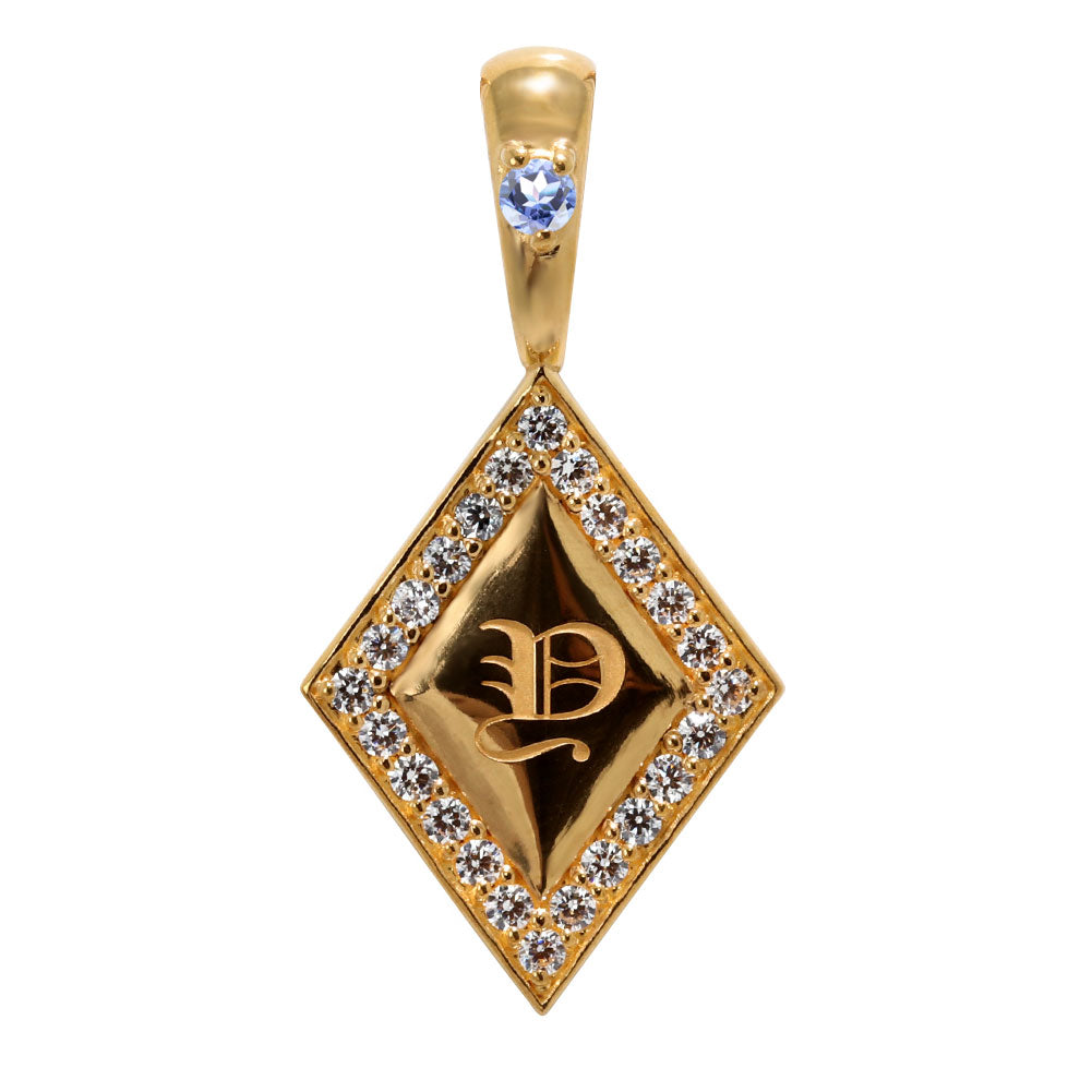 純金 24金 ペンダントトップ メンズ K24 イニシャル ネックレス トップのみ ひし形 選べる 誕生石 刻印 天然石 男性 特別 大人 かっこいい 高級 資産 (品番 mh-0343-k24-ph)