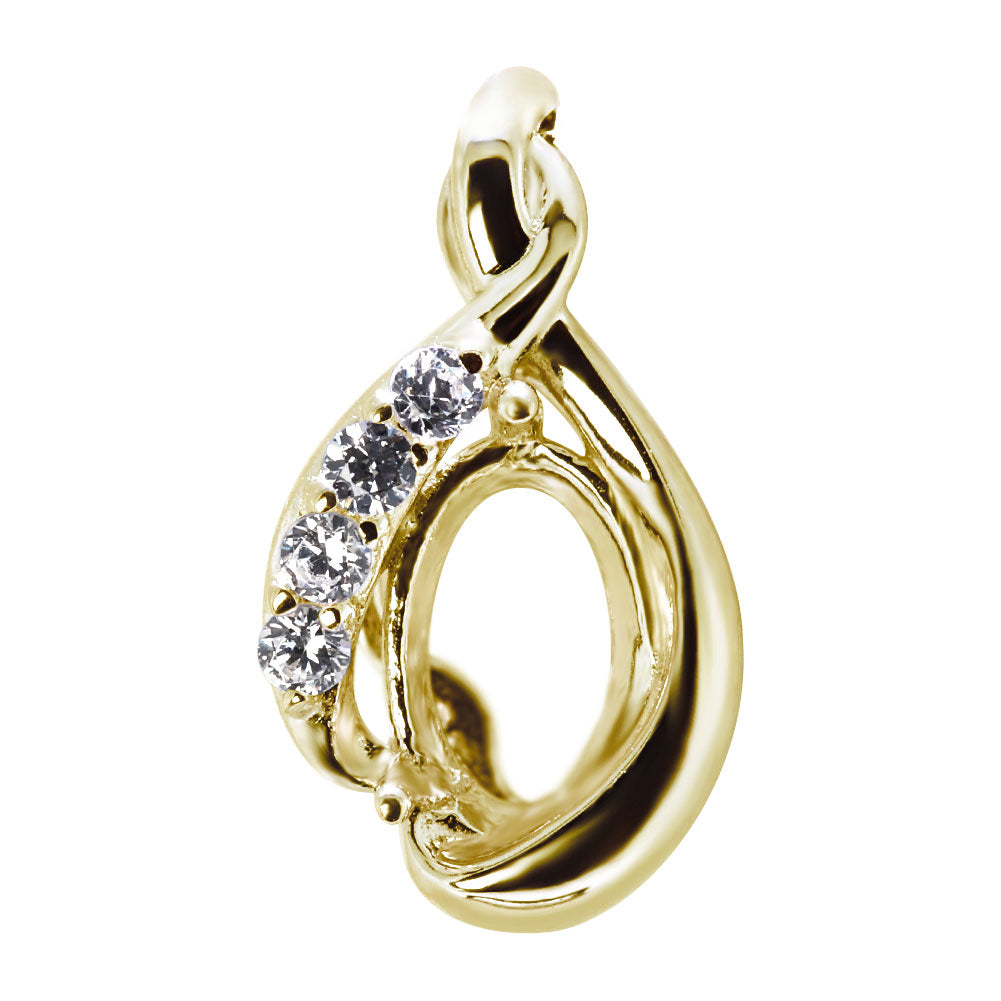 10金 ペンダントトップ レディース 空枠 4×6mm オーバル しずく 曲線 セミオーダー 18金 プラチナ シルバー カスタム ルース ジュエリー (品番 mh-0361-kw)