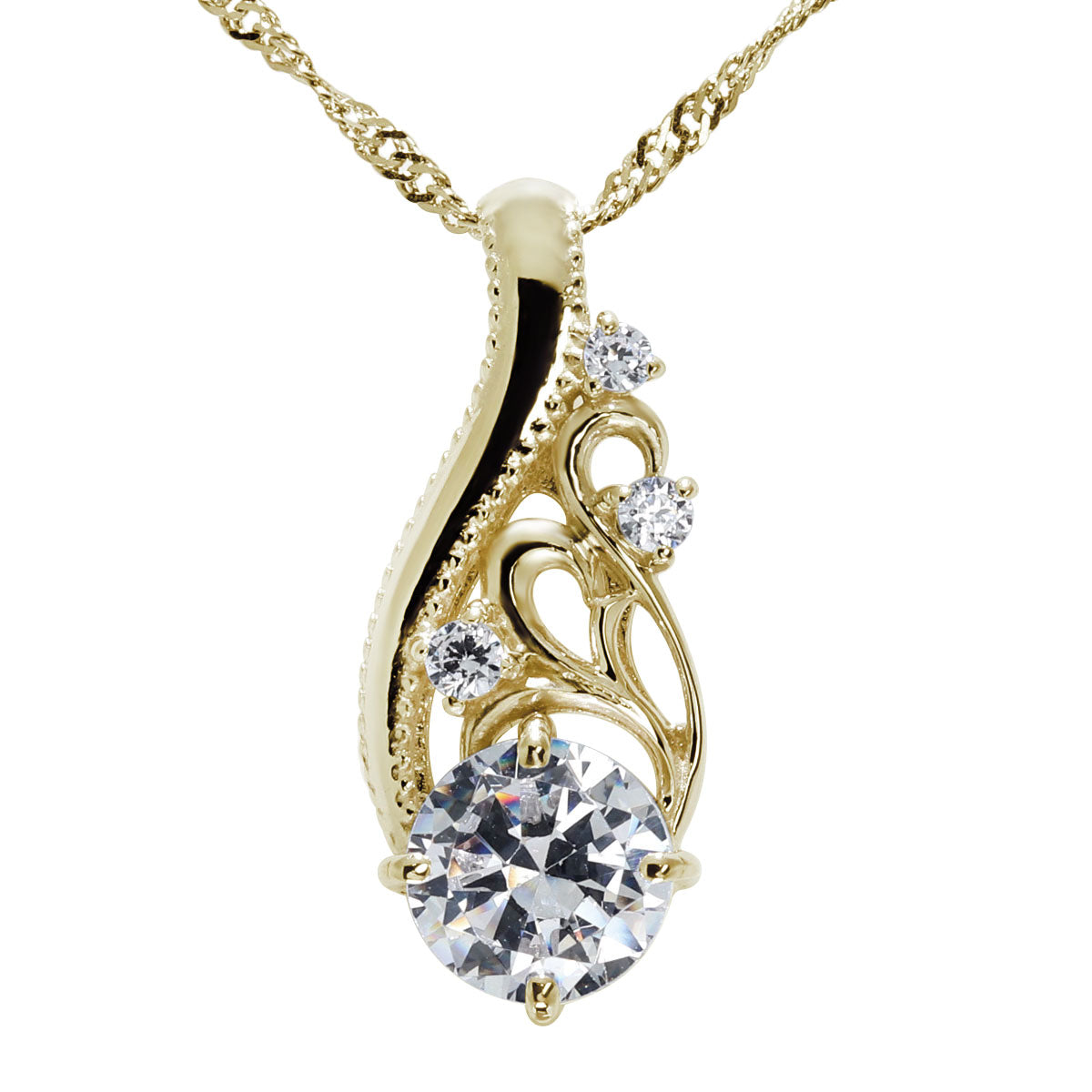 レディース ダイヤモンド ネックレス 0.5ct 鑑定書付き アラベスク 18金 プラチナ リーフ ミル調 華やか 高級 上品 誕生日 記念日 特別なジュエリー (品番 mh-0427-4-cgl)