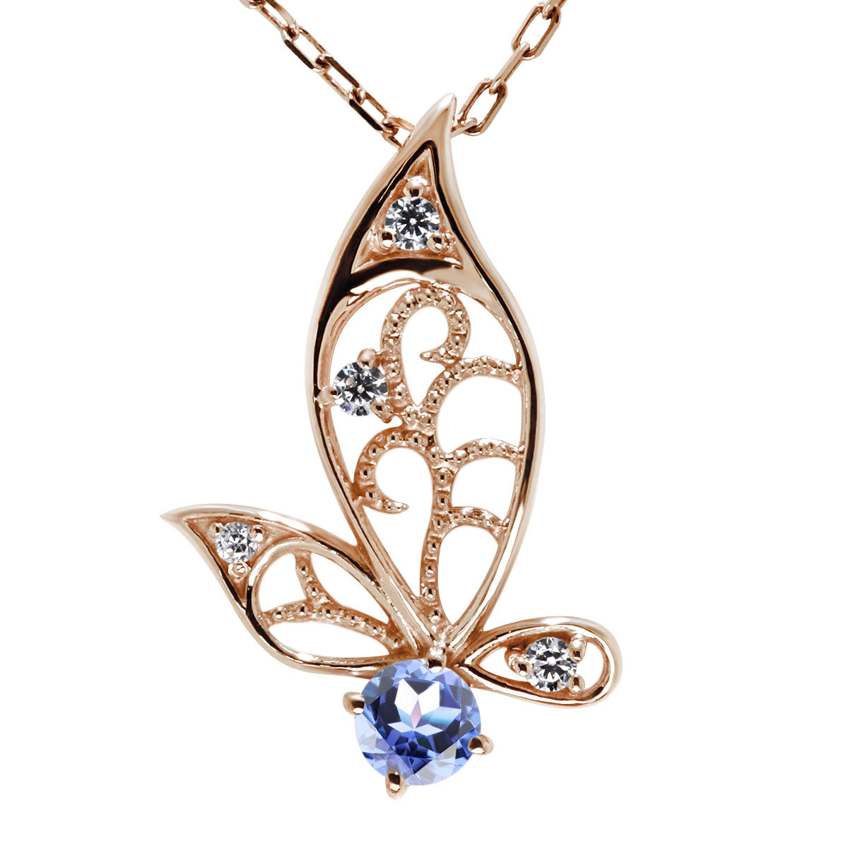 ネックレス 蝶 バタフライ レディース K10 K18 Pt900 SV925 ペンダント 誕生石 選べる 天然石 女性 人気 大人 上品 おしゃれ おすすめ 工房直販 (品番 mh-0428)