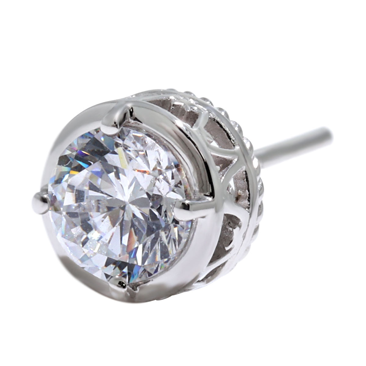 メンズ ピアス 高品質 ダイヤモンド 0.5ct 鑑定書付き 一粒ピアス スタッド 片耳 K18 Pt900 唐草 ツイスト 隠れハート 覆輪 特別 高級ジュエリー 日本製 (品番 mp-0020-4-cgl-m)