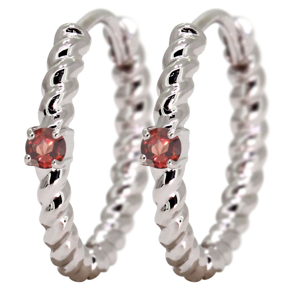 ピアス レディース フープピアス ロープ 縄 両耳セット 選べる誕生石 中折れ式 ツイスト ひねり 一粒 天然石 k10 k18 pt900 (品番 mp-0175-l)