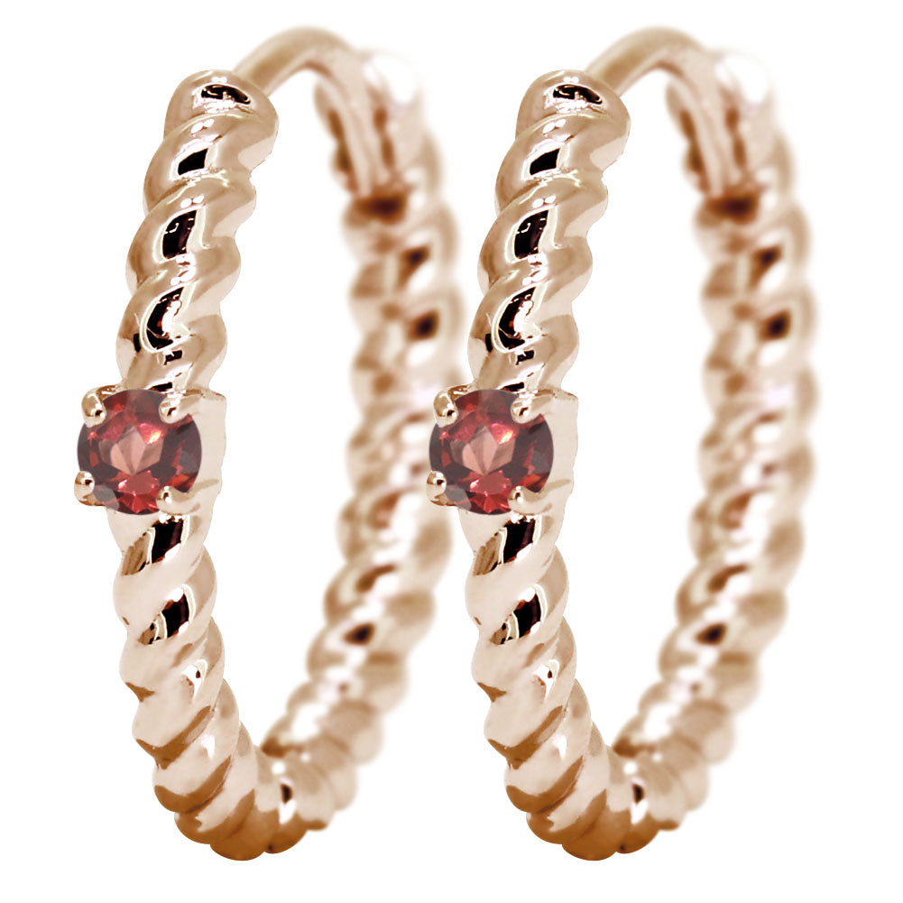 ピアス レディース フープピアス ロープ 縄 両耳セット 選べる誕生石 中折れ式 ツイスト ひねり 一粒 天然石 k10 k18 pt900 (品番 mp-0175-l)