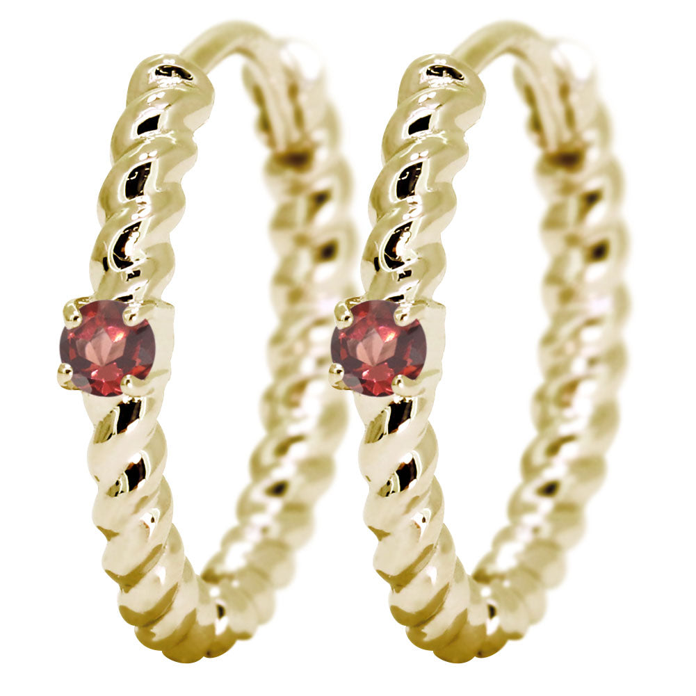 ピアス レディース フープピアス ロープ 縄 両耳セット 選べる誕生石 中折れ式 ツイスト ひねり 一粒 天然石 k10 k18 pt900 (品番 mp-0175-l)