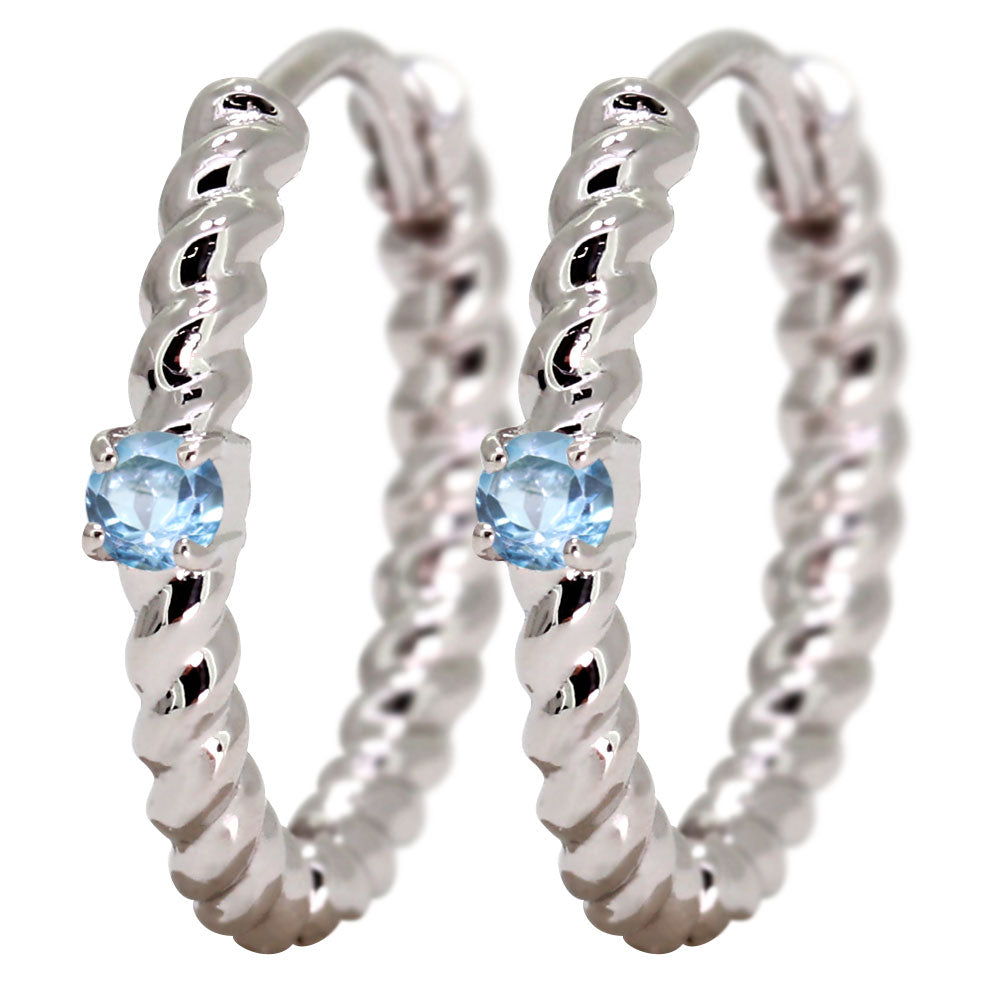 ピアス レディース フープピアス ロープ 縄 両耳セット 選べる誕生石 中折れ式 ツイスト ひねり 一粒 天然石 k10 k18 pt900 (品番 mp-0175-l)