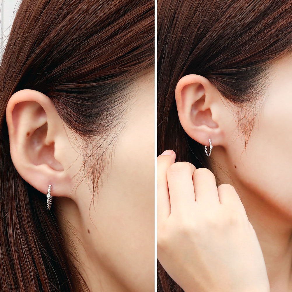 ピアス レディース フープピアス ロープ 縄 両耳セット 選べる誕生石 中折れ式 ツイスト ひねり 一粒 天然石 k10 k18 pt900 (品番 mp-0175-l)