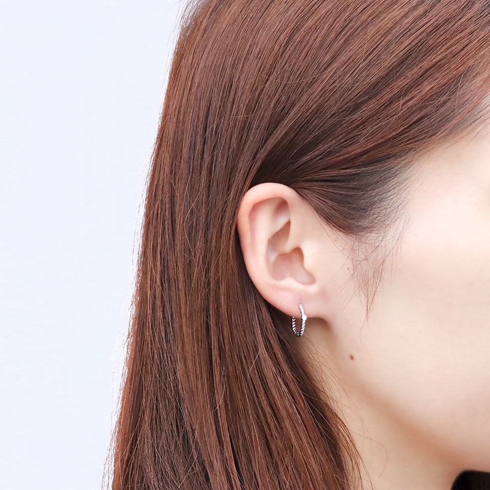 ピアス レディース フープピアス ロープ 縄 両耳セット 選べる誕生石 中折れ式 ツイスト ひねり 一粒 天然石 k10 k18 pt900 (品番 mp-0175-l)