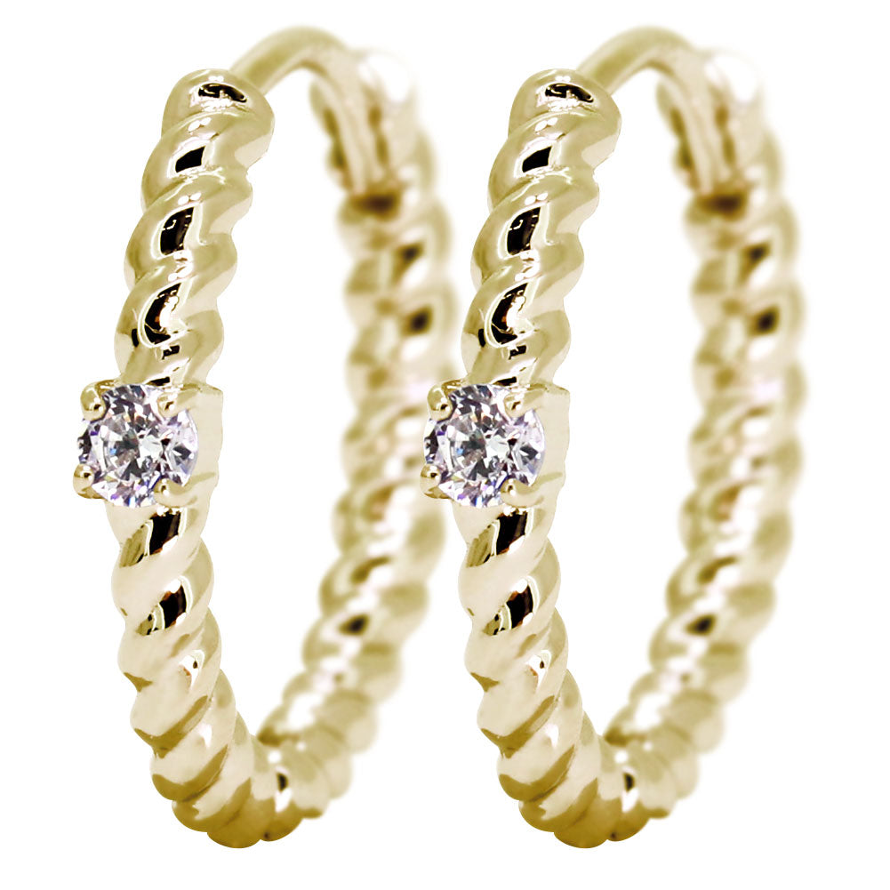 ピアス レディース フープピアス ロープ 縄 両耳セット 選べる誕生石 中折れ式 ツイスト ひねり 一粒 天然石 k10 k18 pt900 (品番 mp-0175-l)