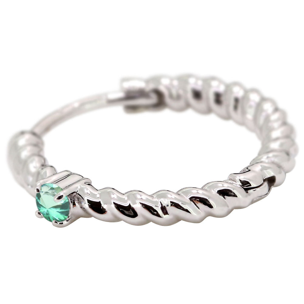 ピアス レディース フープピアス ロープ 縄 両耳セット 選べる誕生石 中折れ式 ツイスト ひねり 一粒 天然石 k10 k18 pt900 (品番 mp-0175-l)