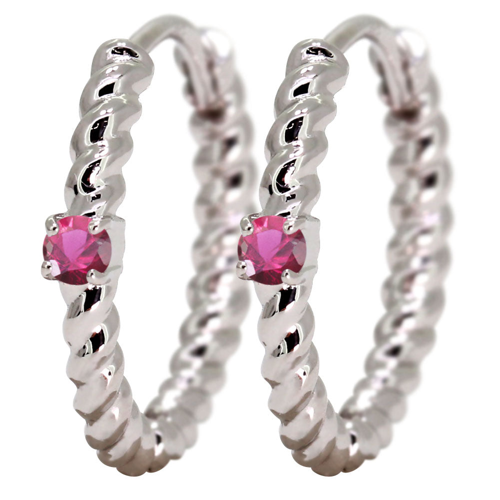 ピアス レディース フープピアス ロープ 縄 両耳セット 選べる誕生石 中折れ式 ツイスト ひねり 一粒 天然石 k10 k18 pt900 (品番 mp-0175-l)