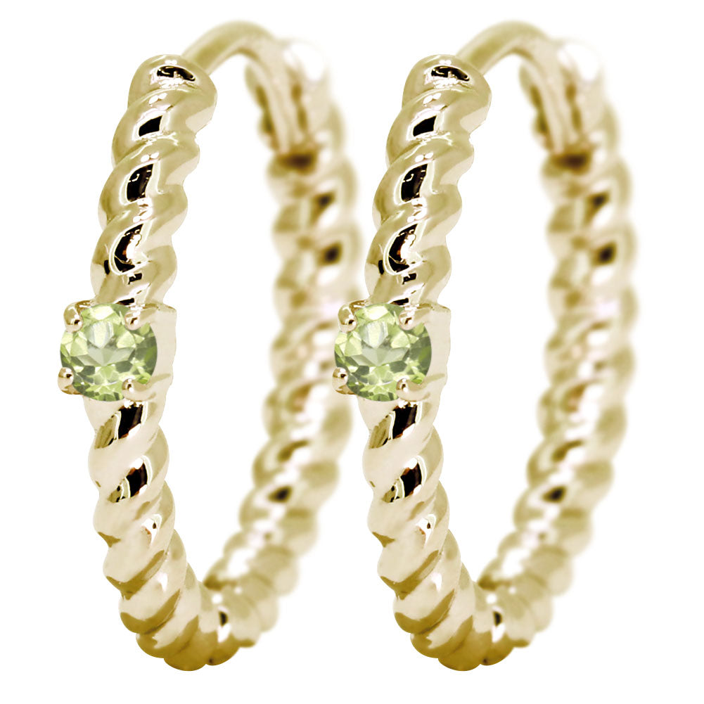 ピアス レディース フープピアス ロープ 縄 両耳セット 選べる誕生石 中折れ式 ツイスト ひねり 一粒 天然石 k10 k18 pt900 (品番 mp-0175-l)