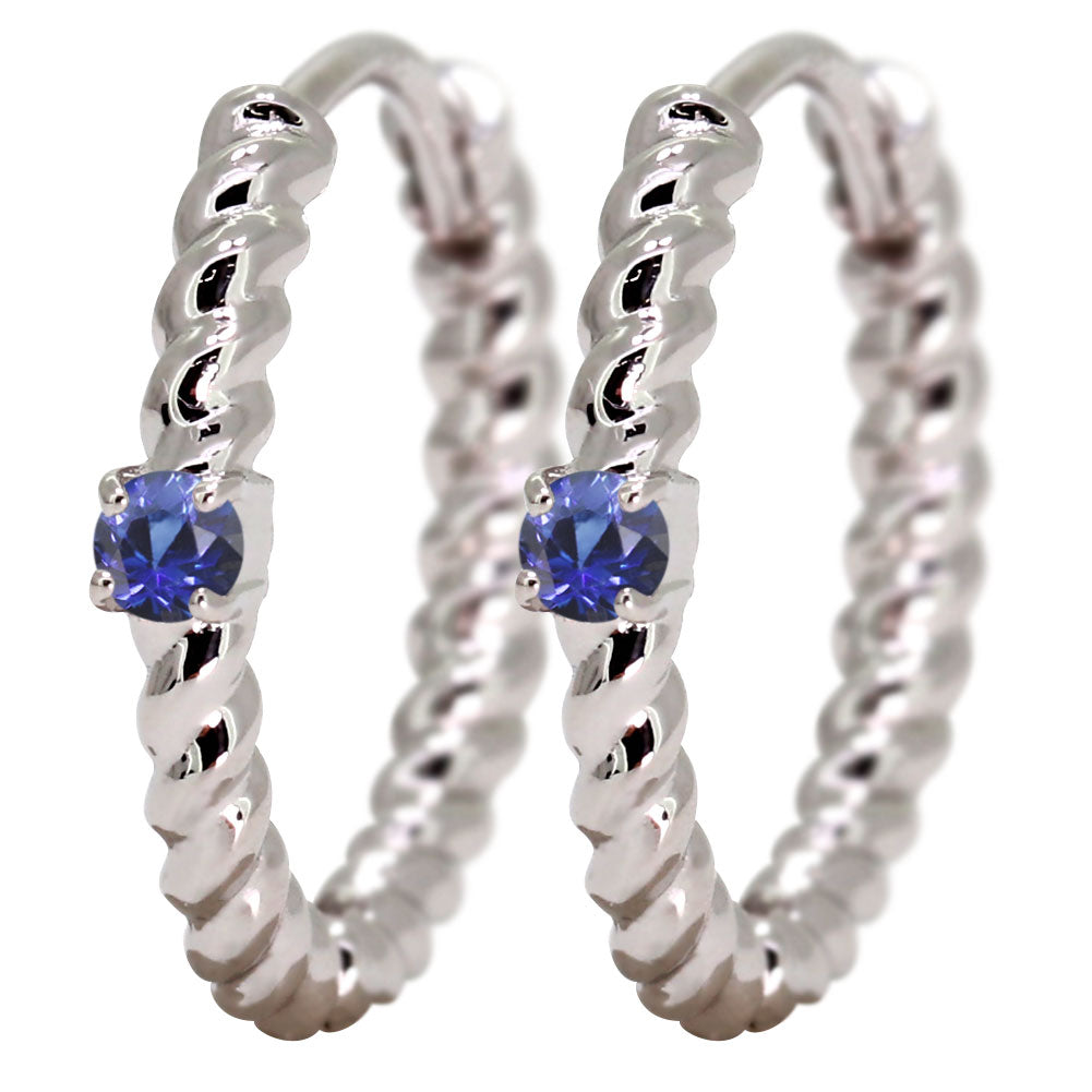 ピアス レディース フープピアス ロープ 縄 両耳セット 選べる誕生石 中折れ式 ツイスト ひねり 一粒 天然石 k10 k18 pt900 (品番 mp-0175-l)