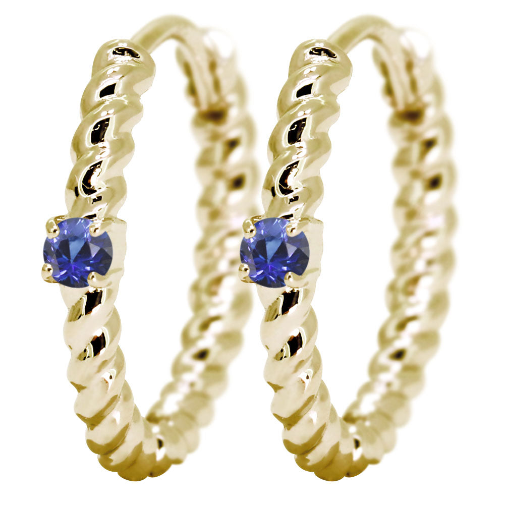 ピアス レディース フープピアス ロープ 縄 両耳セット 選べる誕生石 中折れ式 ツイスト ひねり 一粒 天然石 k10 k18 pt900 (品番 mp-0175-l)