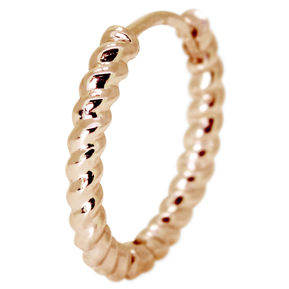 ピアス メンズ フープピアス 中折れ式 フープ ツイスト ひねり 縄 ロープ 片耳 キャッチレス 10金 18金 プラチナ (品番 mp-0176-m)