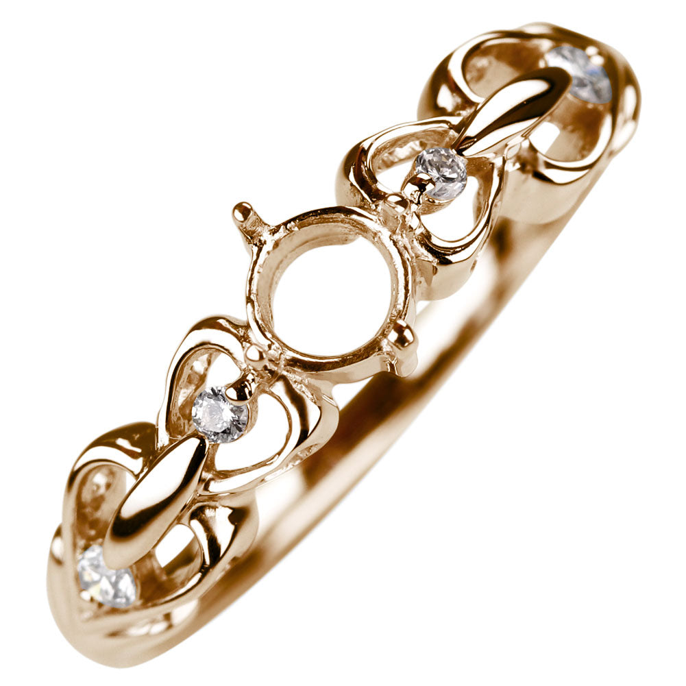 セミオーダー 指輪 空枠 ハート リフォーム リング枠 18k 10k プラチナ レディース リング ジュエリーリフォーム アンティーク (品番 mpr-0007-kw)