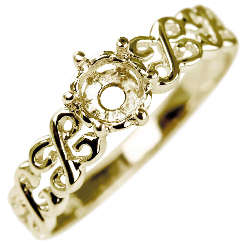 空枠 セミオーダー リング リフォーム 指輪 枠 5mm アンティーク 透かし 10金 18金 プラチナ レディースリング ジュエリーリフォーム (品番 mpr-0046-kw)