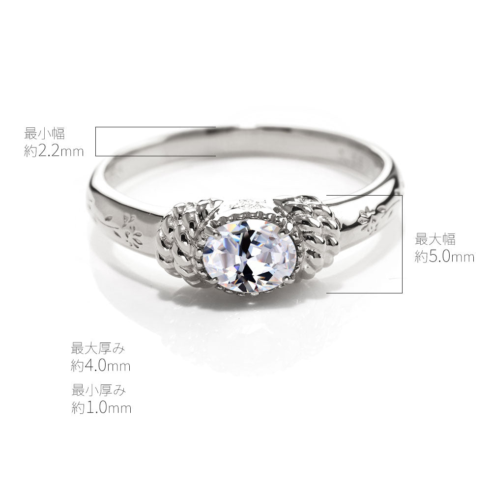 セミオーダー 空枠 レディース 指輪 オーバル 4×5mm バラ 花 pt900 k18 k10 sv925 ロープ 小花 葉 特別 記念 ルース カスタム ジュエリー (品番 mpr-0050-kw)