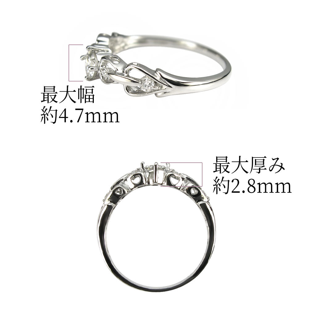 ハート リング 指輪 可愛い レディース セミオーダー 3.5mm 空枠 K10 K18 Pt900 SV925 キュート 女性 大人かわいい 普段使い 自分用 ご褒美 (品番 mpr-0063-kw)
