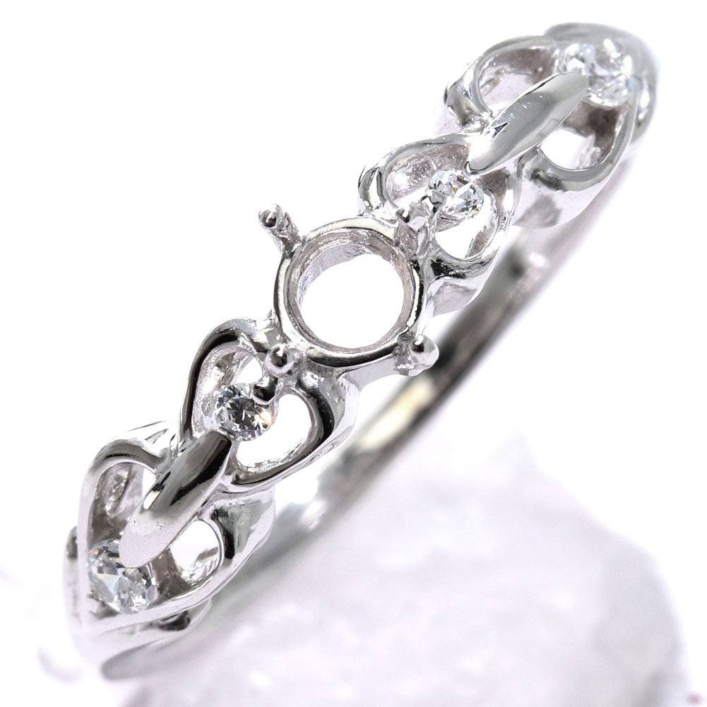 ハート リング 指輪 可愛い レディース セミオーダー 3.5mm 空枠 K10 K18 Pt900 SV925 キュート 女性 大人かわいい 普段使い 自分用 ご褒美 (品番 mpr-0063-kw)