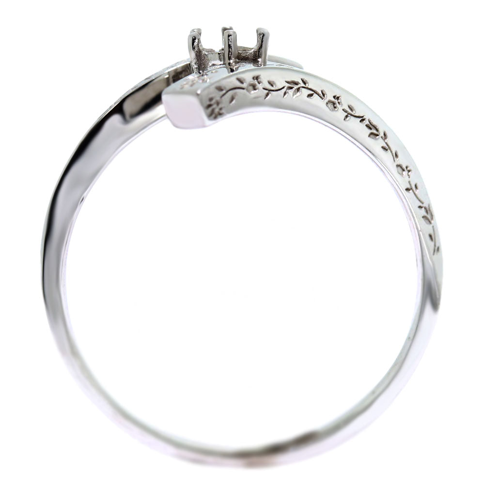 セミオーダー リング 指輪 レディース 一粒 リング枠 3mm 花柄 リーフ ひねり k18 k10 pt900 sv925 フラワー 女性 大人 可愛い ご褒美 ボーナス (品番 mpr-0085-kw)