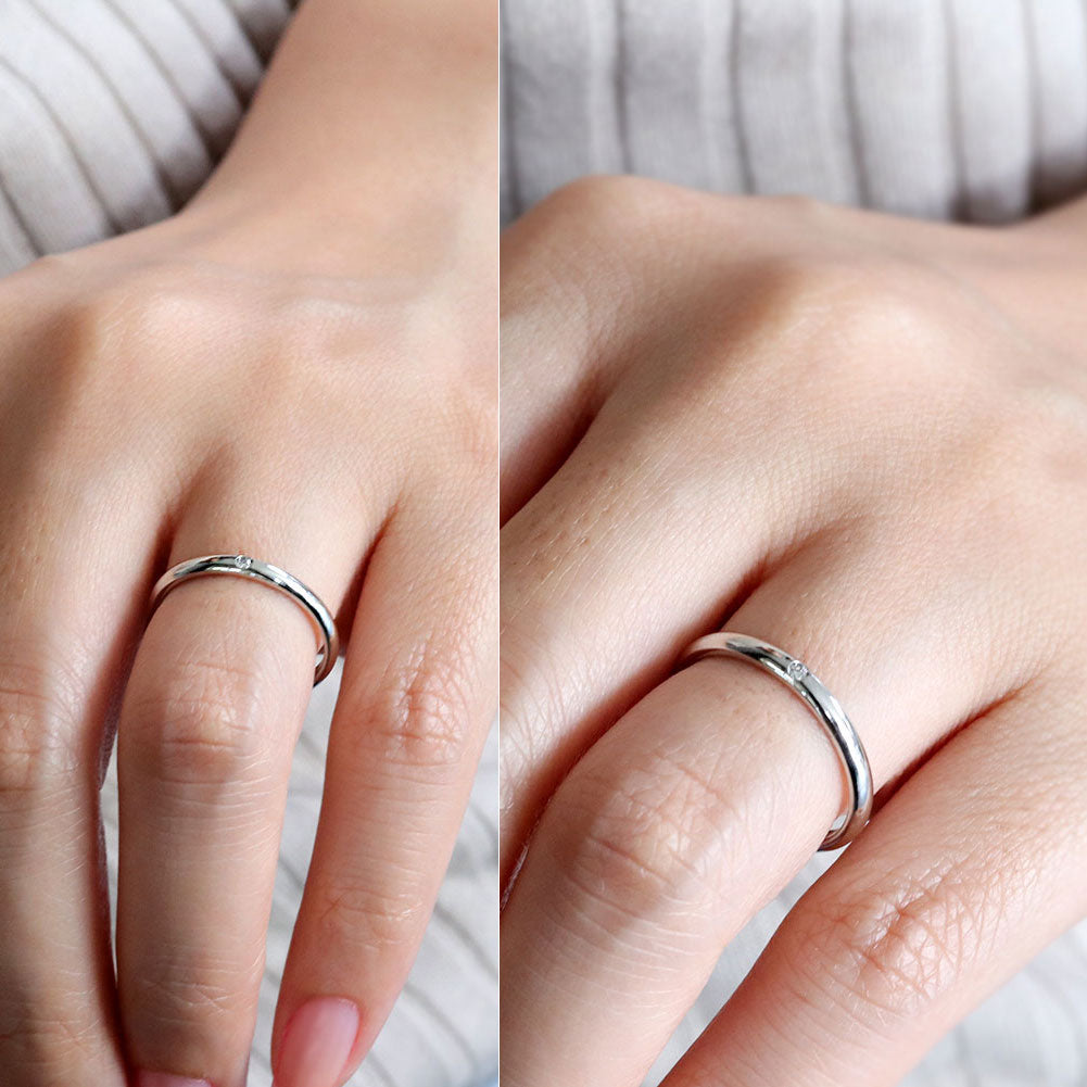 ダイヤモンドリング シンプル プラチナ900 指輪 マリッジリング 結婚指輪 Pt900 甲丸リング 一粒 天然ダイヤ レディースリング 4月誕生石