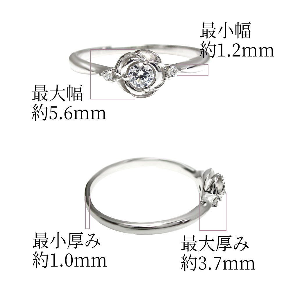 フラワー 指輪 リング 薔薇 10金 レディース リング空枠 18金 プラチナ シルバー 女性 大人 可愛い 花 プレゼント おすすめ ジュエリー(品番 mr-0135-kw)