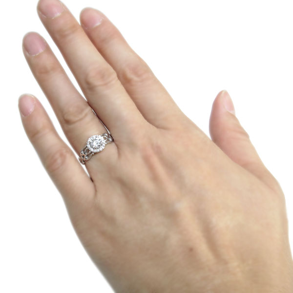 取り巻きリング 空枠 5mm 婚約指輪 リング枠 アンティーク プラチナ 18金 10金 ゴージャス レディース 指輪 セミオーダー (品番 mr-0224-kw)