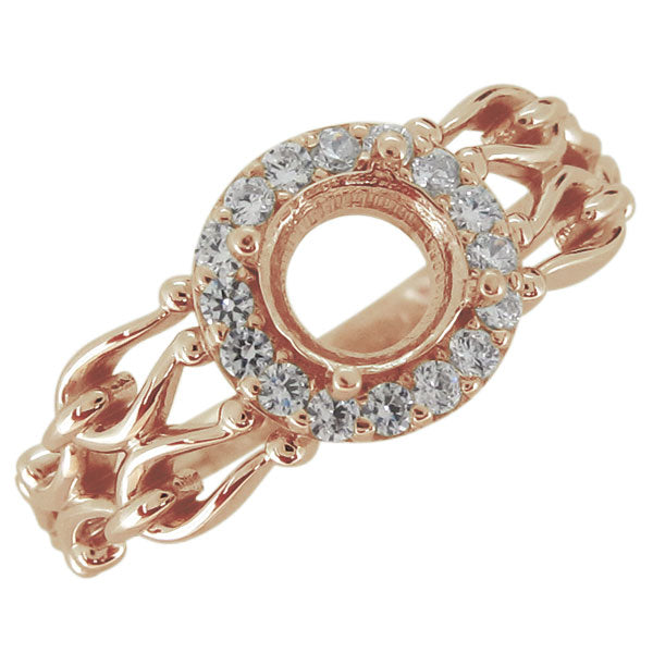 取り巻きリング 空枠 5mm 婚約指輪 リング枠 アンティーク プラチナ 18金 10金 ゴージャス レディース 指輪 セミオーダー (品番 mr-0224-kw)