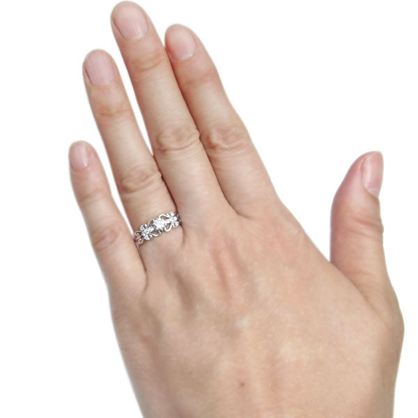 百合の紋章 リング枠 レディース 空枠 4mm 指輪 プラチナ 18金 10金 ハート 唐草 セミオーダー ダイヤモンド 百合 アンティーク調 (品番 mr-0227-kw)