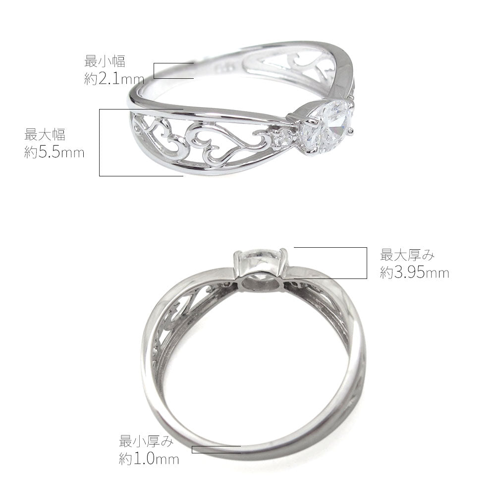 簡単 カスタム リング 空枠 指輪 レディース オーバル 4×5mm 絞り 唐草 ハート pt900 k18 k10 sv925 パーティー フォーマル セミオーダー (品番 mr-0232-kw)
