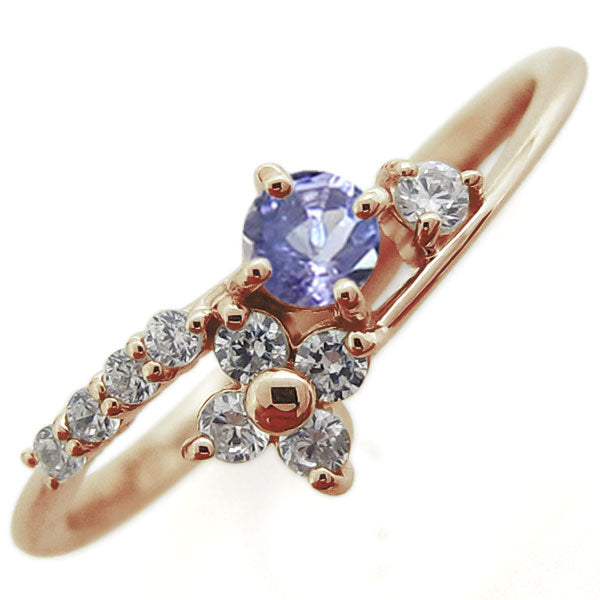 プラチナ レディース フラワー ダイヤモンド 指輪 誕生石 18金 10金 シルバー 天然石 花 選べる誕生石 10周年 メモリアルリング (品番 mr-0247)