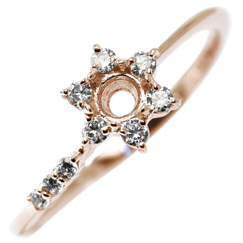 指輪 空枠 リング 3mm 星 フラワー メモリアルリング リフォーム 花 K18 K10 Pt900 SV925 セミオーダー スター 結婚10周年記念 ブライダル サプライズ (品番 mr-0256-kw)