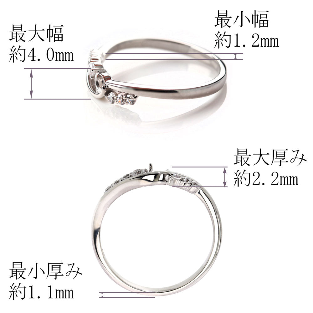 リング 空枠 セミオーダー レディース ダイヤモンド 指輪 ウエーブ リング枠 3mm プラチナ クロスライン 18金 10金 シルバー 上品 女性 (品番 mr-0299-kw)