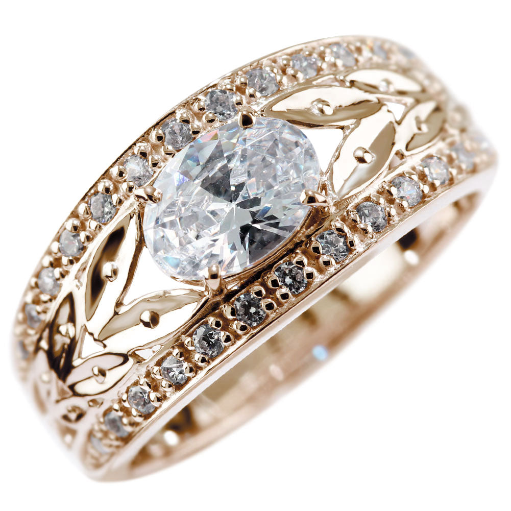 指輪 レディース 大粒 天然石 リング 幅広 ハーフエタニティ 選べる誕生石 リーフモチーフ 葉っぱ K10 K18 Pt900 SV925 ゴージャス 綺麗(品番 mr-0393)